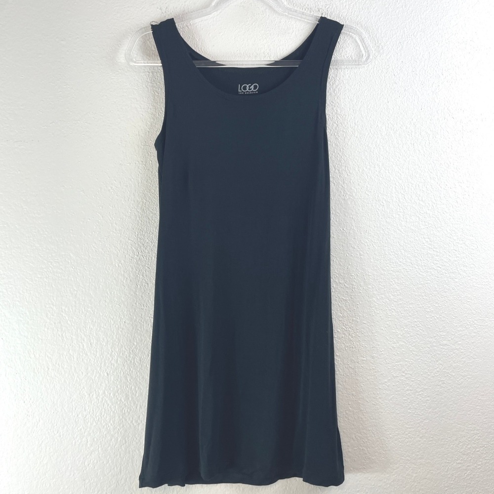 LOGO Lori Goldstein Black Sleeveless Scoop Neck Tunic Tank Top Womens XS Stretch